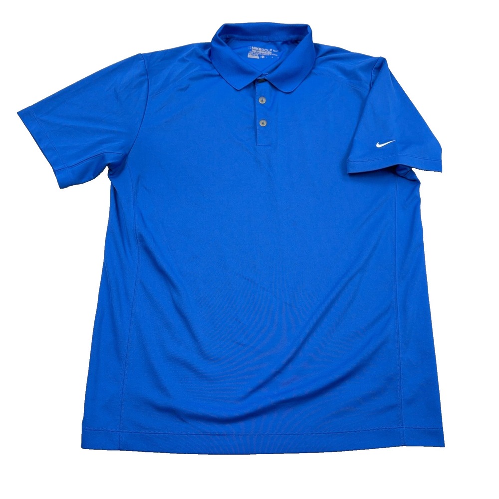 Nike Polo Shirt Men Large Royal Blue Dri Fit Tour Performance Wicking Golf *